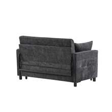 [Sofa Bed With Sleeping Function] Two-Seater Sofa, Double Sleeper Sofa, Adjustable Backrest, Chenille Fabric, High-Density Foam, Living Room Sofa, Sofa With Bed Function - Black - View 9
