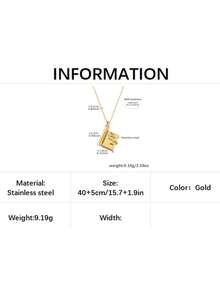 Women's Necklace - 1 Gold Fashionable Simple Stainless Steel Flip-Top Engraved Book Pendant Necklace, My Little Star, Elegant Collarbone Necklace For Daughter Or Mother - Gift - Square - View 9