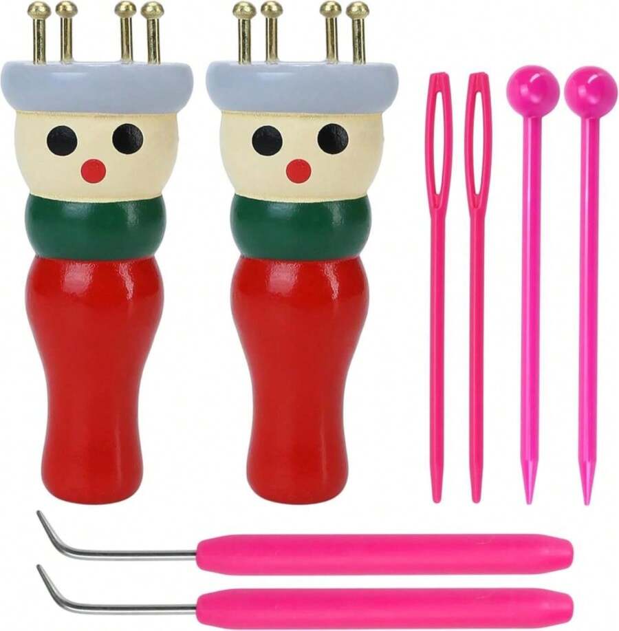 BuleVina 2 Pack French Knitting Doll Crochet Loom Craft Kit Wooden Knit Spool For DIY Making Bracelet Toy - 白色 - 查看 1