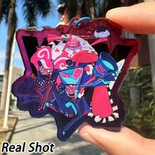 Haz-Bin/Hotel Keychain, 3vees Keychain, Stained Glass Craft Keychain, Creative Keychain, Shaker Keychain, Anime/Cartoon Keychain, Bag Charm, Car Pendant, Birthday Gift, Party Favor, Christmas Gift - Multicolor - View 3