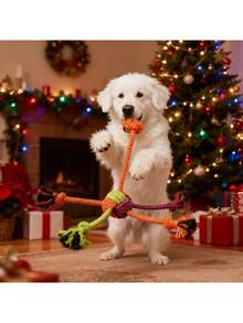 Pet Leash Toy, Pet Supplies, Dog Supplies, Dog Toys, Dog Leash Knotted Toy, Perfect Holiday Gift, Halloween, Christmas, Birthday Gift - Multicolor - View 3