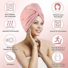 Moon Back Toalla de Microfibra para Cabello 3 Pack u2013 Turbante de Secado Rpido con Botn, Gorro Suave y Absorbente para Mujeres, para Bao, Spa, Viajes o Gimnasio Rosa, Azul, Morado - Rosa, Azul, Morado + 3 - Ver 6