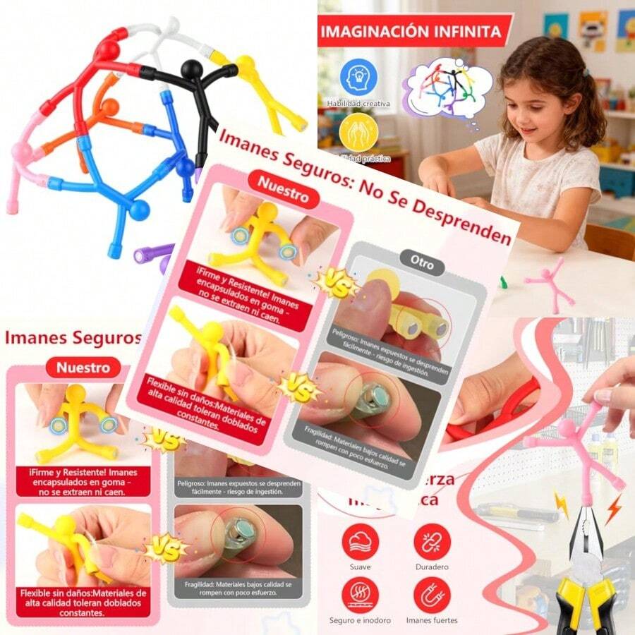 wsf10PCS Juguetes Magneticos Humanoides Juguetes de Construccion Magneticos 3D Imanes Nevera Humanoide Imanes de Goma Transparentes Novedosos Regalos de Navidad para Niños y Niñasaad - 10 - Ver 1