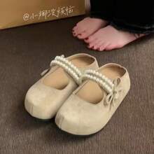 Mules de Punta Cerrada  de Suela Gruesa para Mujeres, Zapatos Mary Jane de Otoño 2025 Nuevos y Fáciles de Poner - rosa - Ver 5