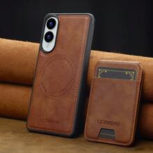 OUKNOEO 可拆卸磁吸无线充电仿皮手机壳，兼容 17 Air 16e 15 14 13 Pro Max S26 S25 Edge S24 Ultra Plus A37 A57 Pixel 10 9 8 7，带卡盒，3 个卡槽，防盗刷卡包