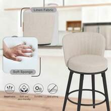 Swivel Bar Stools 28" Counter Height Bar Stools Set Of 4 Tufted Modern Design Upholstered Barstools With Back And Footrest Metal Legs Suitable For Kitchen Island Counter Dining Room - 6 - View 5