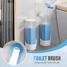 1 Set Disposable Toilet Brush With Replacement Heads, Bathroom Cleaning Brush With Wall Mount - Multicolor - View 4