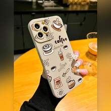 Handyhülle: Kaffee-Muster, einfarbig, matt, Linsenschutz, stoßfest, Handyhülle für Apple 15/14/13/12/11/7/8, das ist ein perfektes Geschenk für deine beste Freundin, Familie oder Partnerin. - Antikweiß - Übersicht 5