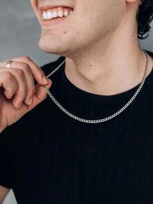 Men's Simple Chain Necklace, Fashionable Stainless Steel Necklace, Gift For Him - Multicolor - View 10