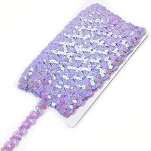 Purple Sequin Ribbon Trim 24 Yards, 2 Rolls Flat Sequin Strip Trim Colored Fabric For Wedding Dress, Embellishments, Headband, Fringe,Purple - Purple - 查看 2