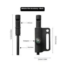3-In-1 Multifunctional Magnesium Flint Fire Starter Rod With Compass & Whistle, Outdoor Survival Tool Kit, Suitable For Camping, Hiking, Adventure Enthusiasts - Multicolor - View 2
