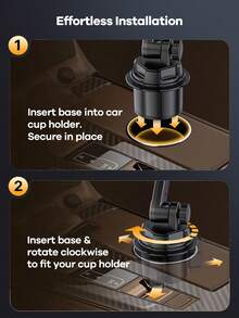 REMAX 2-In-1 Adjustable Car Cup Holder Expander With 360° Rotatable Phone Holder, Stable Design Suitable For Car, Treadmill, Golf Cart, Quick 1-Second Installation, Fits 2.5-3.7 Inch Cup Bottom, Extendable Car Accessory, Car Essential, Automotive Supplies - CP2006 Black - View 8