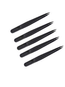 1支/5支装 12.2厘米*1.1厘米 黑色防静电93302直头无刮痕碳纤维塑料镊子，精密工艺镊子，适用于电子维修工具、DIY手工工艺品、珠宝制作 - 黑色 - 查看 6