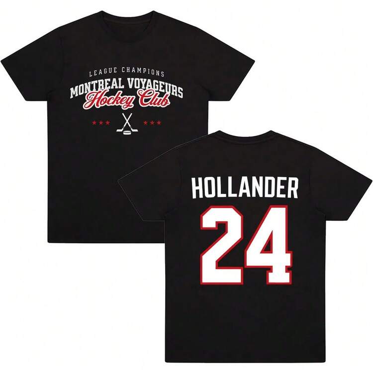 Camiseta conmemorativa de verano de algodón puro para hombres, competencia intensa, Shane Hollander 24, de manga corta, unisex, streetwear - Negro - Añade 10