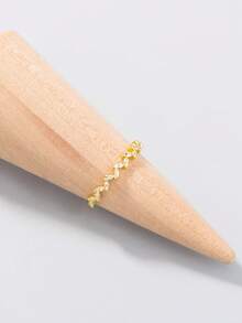 Nooxian 1pc Gold Jewelry Leaf Element Minimalist Sparkling Branch & Leaf Zirconia Ring - Yellow Gold - View 2