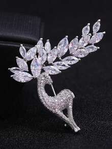 1pc Crystal-Like Alloy Deer Brooch Accessory, Gift For Women - Deer Brooch - View 9