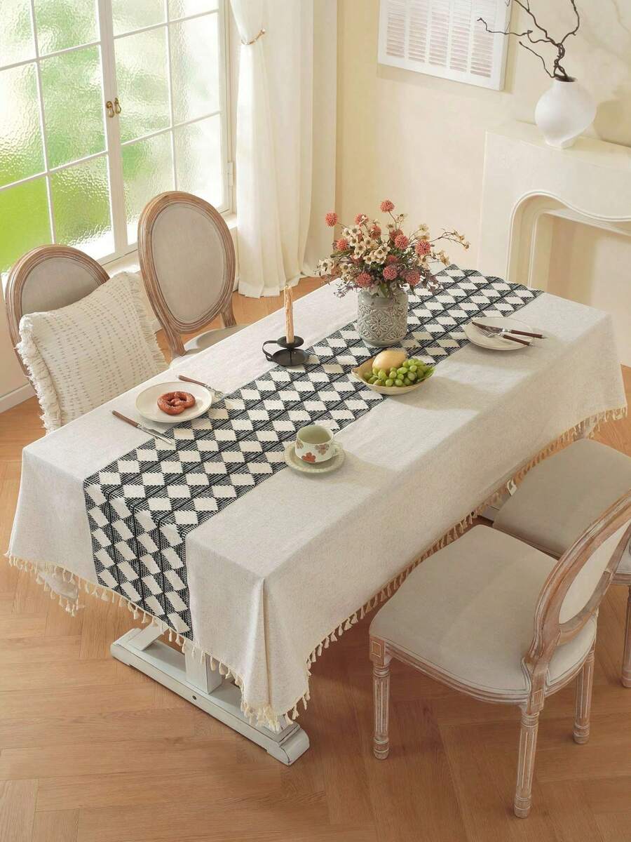 1 chiếc khăn trải bàn phong cách Boho màu trơn, khăn trải bàn dệt sọc kaki có tua rua, khăn trải bàn hình chữ nhật trang trí nhà bếp, thích hợp cho đám cưới ngoài trời, phông nền chụp ảnh màu trơn, sử dụng hàng ngày, lễ hội, tiệc sinh nhật, trang trí nhà cửa, vật dụng cần thiết cho nhà mới, mọi mùa - Màu Khaki - Xem 1