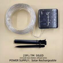 1串50/100/200/300颗LED灯珠，长度7米/12米/22米/32米，太阳能灯串，8种模式，户外照明，适用于花园、后院、露台、围栏、门廊、泳池、树木装饰[太阳能] - 太陽能管燈 - 查看 12