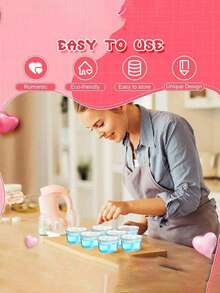 Copos Descartáveis de Plástico em Formato de Coração com Tampas à Prova de Vazamento, Adequados para Chantilly, Gelatina, Armazenamento de Pequenos Condimentos, Copos de Dose, Molhos para Mergulho, Molhos para Salada, Pudins, Bolas Líquidas DIY, Argila Macia, Festas do Dia dos Namorados, Presentes do Dia das Mães, Casamentos e Mais - Multicolorido - Visão 6