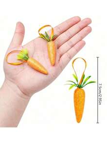 12个复活节胡萝卜装饰吊坠，高品质泡沫闪光人造胡萝卜，适合复活节悬挂装饰、复活节家居装饰、复活节房间装饰，完美的复活节饰品 - 彩色 - 查看 11