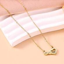 Collar con colgante de zirconia con diseño hueco de símbolo del infinito y corazón, collar de lujo con rhinestones, regalo para novia y mejor amiga - Dorado - Ver 2