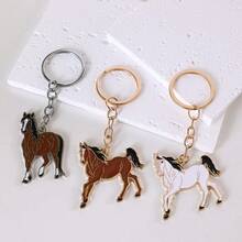 1个双面金属马钥匙扣，新年礼物，寓意财源滚滚，卡通马吊坠钥匙扣，汽车钥匙扣，男女通用，手提包挂饰，钥匙圈，DIY配件