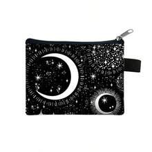 1pc Ramadan Crescent Moon Print Polyester Zipper Coin Purse, Compact & Portable, Can Be Used As Key Holder, Wallet, Mini Wallet, Change Purse, Holiday Gift - Black - View 9