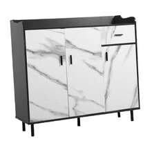 Armario de Cocina, Alta Calidad Gabinete de Almacenamiento para Cocina con Cajones y 3 Puertas, Mueble Aparador para Sala de Estar, Comedor, Oficina, 100*34*92cm (1 Cajon y 3 Puertas) - gris y blanco - Ver 8