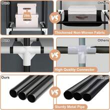 Armario Portátil con Estructura Metálica Resistente, Diseño Compacto para Ahorrar Espacio en Dormitorio, Armario Colgante Portátil para Residencia Universitaria, Cubierta Integrada a Prueba de Polvo, Organizador de Armario Independiente, Fácil Montaje para Ropa, Organizadores de Almacenamiento Prácticos y Resistentes. - Gris - Ver 6