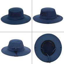 de Sol refrescante para Hombres y Mujeres, Sombrero Plegable de ala Ancha con Sombrero de Boonie Ajustable Ponytai para Pesca, Senderismo - 01Azulmarino - Ver 8