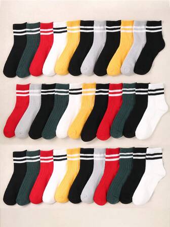 14 pares de calcetines hasta el tobillo unisex para niños con rayas deportivas contrastantes, edades de 1 a 16 años, de gran