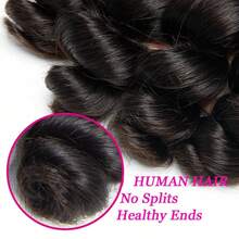 人发束，自然波浪卷人发，3束装，100%未经加工的巴西原生人发接发，12A级人发接发 - Natural Black - 查看 9