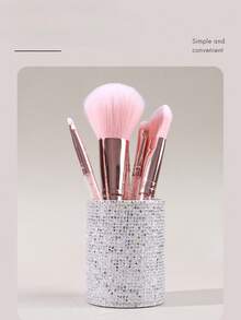 Makeup Brush Holder Bucket, A Best-Selling Cross-Border Beauty Tool, A PU Sequin Bucket That Can Also Be Used As A Nail Polish Rack And Vanity Brush Holder - Multicolor - View 4