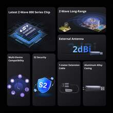 SONOFF Dongle-PZG23 USB Z-Wave 800 Dongle Plus Z-Wave USB Dongle S2 Security New-Powerful Chip 2dBi External Antenna Stable Signal Long Range Control Adaptor For Home Assistant OpenHAB - Dark Grey - View 3