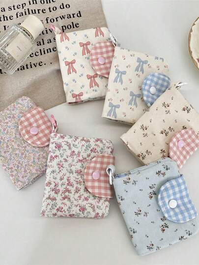 1Pc Ins Stye Ditsy Floral Print Girl's Cute Wallet, High Beauty Pendant, Small Wallet, Student Portable Card Storage Bag Button Coin Purse Simple Fashionable Small Bifold Wallet For Women Wallet Mini Wallet Purse Wallet Small Wallet Wallet Cute Wallet Wallet Student Card Holder, Wallet, Bank Card, ID Bag Birthday Gifts Bridesmaid Gifts Back To School Gifts Mom Gifts Gift For Friends School Supplies Travel Essentials College Essentials