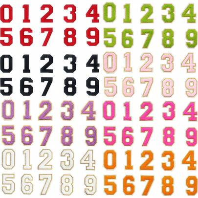 3/10/20 st 3,2 tum Chenille nummer 0-9 broderade påstryknings-/sy-på-lappar tillbehör för kläder, lämpliga för kläder, jackor, hattar, böcker, ryggsäckar - DIY-broderade lapptillbehör