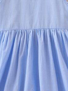 女童格子领无袖休闲连衣裙，户外/度假风，校园时尚款 - 藏蓝色 - 查看 7