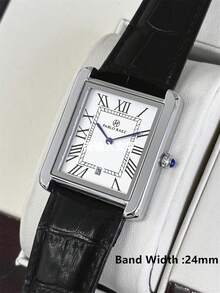 1pc Pablo Raez Classic Men's Wristwatch, Minimalist Men's Business Wristwatch, Luxury Rectangular Stainless Steel Wristwatch, Roman Numeral Wristwatch - one-size - View 7