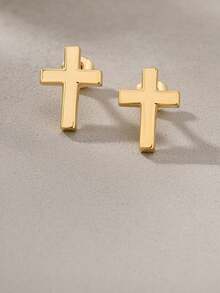 三件套不锈钢十字架首饰套装（项链+手链+耳环），简约设计融入宗教元素，是理想的礼物，适合各种场合。 - 銀色 - 查看 3