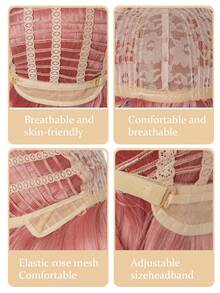 12英寸粉色波波头假发，带刘海，合成耐热假发，外观自然，适合女性日常、派对和角色扮演使用，粉色、棕色、黑色可选。 - 彩色 - 查看 6