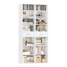 Bookshelf, 185.5 Cm High, Freestanding Shelf With 2 Drawers, 8-Tier Shelf, Bookcase, Display Cabinet, Open Storage Shelf - White - View 6