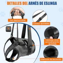 HomeChi Arnes de Soporte Trasero para Perros Arneses Ajustables Apoyo con Asa Ayuda Caminar y Subir Escaleras Perros Heridos Discapacitados y Edad Avanzada Negro-Rojo XL - Negro-Rojo+M - Ver 4