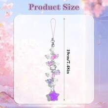 Aesthetic Y2K Phone Charm Cute Cell Phone Charms Star Heart Straps Accessories Keychain Lanyard Women - 紫色 - 查看 3