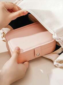 大容量旅行首饰盒，多功能首饰/化妆品收纳盒，PU皮革首饰收纳盒，首饰收纳展示盒，旅行收纳容器，首饰收纳配件，化妆品收纳盒，适用于项链、戒指、耳环、口红等，女士礼物，节日礼物，圣诞礼物 - 彩色 - 查看 7