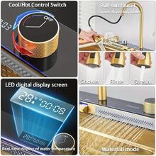 Golden Multifunctional Waterfall Digital Display Sink, 304 Stainless Steel 1 Basin, Smart Sink With Integrated Tap, Cup Washing Machine, Soap Dispenser, Sink Accessory Set, 75cm - Gold - View 5