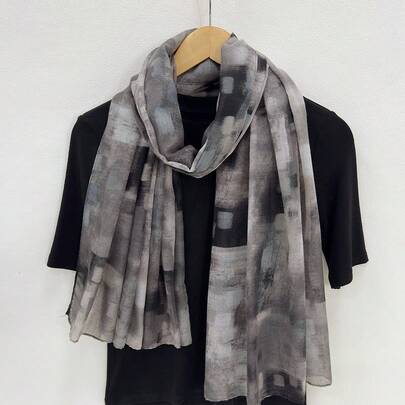 1pc Women's Ombre Color Casual Vintage Polyester Scarf, Versatile Headband, Shawl, Sunscreen Beach Wrap, Suitable For All Seasons