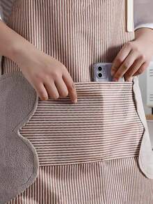 Celemek Dapur Bergaris yang Mudah Dibersihkan, Celemek Pelindung Tahan Minyak untuk Rumah, Tahan Air, Celemek Memasak Tahan Noda untuk Wanita, Pria, Koki, BBQ, Kerajinan Tangan, Penggunaan di Luar Ruangan, dengan Kantong Lembut yang Menyerap - celemek - View 5