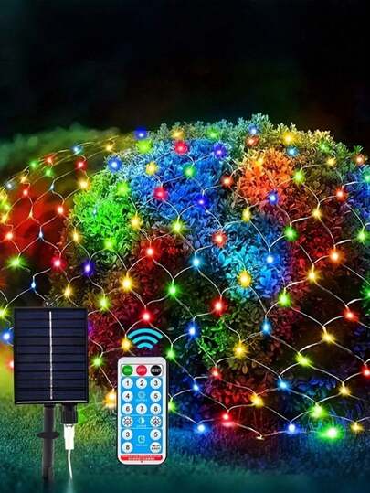 1pc Solar Powered LED Fishing Net Light, Waterproof, Auto On At Dusk, Soft Warm Light, Easy Installation, Suitable For Garden, Patio, Deck And Other Outdoor Decor