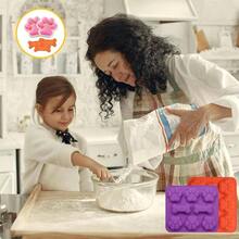 2 Pack Puppy And Bone Shaped 2 In 1 Silicone Molds, Reusable Non - Stick Cube Trays Candy Chocolate Molds Homemade Dog Treats, Pudding Baking BiscuitRed Purple - Red Purple - View 8