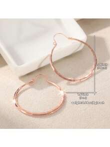 DIYCCPC 1 Pair Classic Minimalist Hand-Forged Hammered Round Earrings, Timeless Accessory For Women's Daily Wear And Gatherings - Rose Gold - View 10